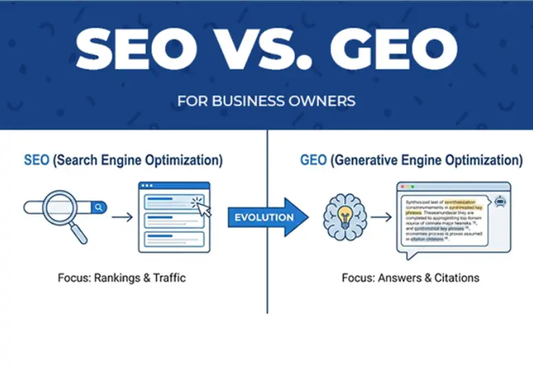 GEO vs. SEO in 2026: The business owner’s guide to Ai search